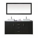 Tavian 72" Double Bathroom Vanity in Zebra Grey with Marble Top and Square Sink with Polished Chrome Faucet and Mirror