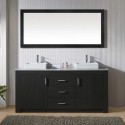 Tavian 72" Double Bathroom Vanity in Zebra Grey with Marble Top and Square Sink with Polished Chrome Faucet and Mirror
