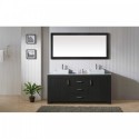 Tavian 72" Double Bathroom Vanity in Zebra Grey with Marble Top and Square Sink with Polished Chrome Faucet and Mirror