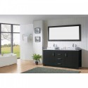 Tavian 72" Double Bathroom Vanity in Zebra Grey with Marble Top and Square Sink with Polished Chrome Faucet and Mirror