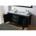 Tavian 72" Double Bathroom Vanity in Zebra Grey with Marble Top and Square Sink with Polished Chrome Faucet and Mirror