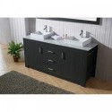 Tavian 72" Double Bathroom Vanity in Zebra Grey with Marble Top and Square Sink with Polished Chrome Faucet and Mirror
