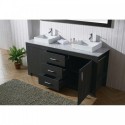 Tavian 72" Double Bathroom Vanity in Zebra Grey with Marble Top and Square Sink with Polished Chrome Faucet and Mirror