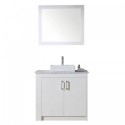 Tavian 36" Single Bathroom Vanity in Gloss White with Marble Top and Square Sink with Polished Chrome Faucet and Mirror