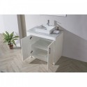 Tavian 36" Single Bathroom Vanity in Gloss White with Marble Top and Square Sink with Polished Chrome Faucet and Mirror