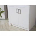 Tavian 36" Single Bathroom Vanity in Gloss White with Marble Top and Square Sink with Polished Chrome Faucet and Mirror