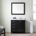 Caroline Premium 36" Single Bathroom Vanity in Zebra Grey with Marble Top and Round Sink with Mirror