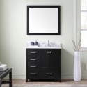 Caroline Premium 36" Single Bathroom Vanity in Zebra Grey with Marble Top and Square Sink with Mirror