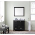 Caroline Premium 36" Single Bathroom Vanity in Zebra Grey with Marble Top and Square Sink with Mirror