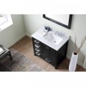 Caroline Premium 36" Single Bathroom Vanity in Zebra Grey with Marble Top and Square Sink with Mirror