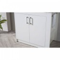 Tavian 36" Single Bathroom Vanity in Gloss White with Black Galaxy Granite Top and Square Sink with Polished Chrome Faucet and Mirror