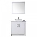 Tavian 36" Single Bathroom Vanity in Gloss White with Marble Top and Square Sink with Polished Chrome Faucet and Mirror