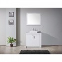 Tavian 36" Single Bathroom Vanity in Gloss White with Marble Top and Square Sink with Polished Chrome Faucet and Mirror
