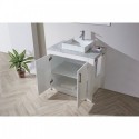Tavian 36" Single Bathroom Vanity in Gloss White with Marble Top and Square Sink with Polished Chrome Faucet and Mirror