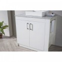 Tavian 36" Single Bathroom Vanity in Gloss White with Marble Top and Square Sink with Polished Chrome Faucet and Mirror