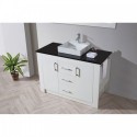 Tavian 48" Single Bathroom Vanity in Gloss White with Black Galaxy Granite Top and Square Sink with Polished Chrome Faucet and Mirror