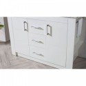 Tavian 48" Single Bathroom Vanity in Gloss White with Black Galaxy Granite Top and Square Sink with Polished Chrome Faucet and Mirror