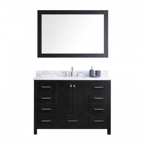 Caroline Premium 48" Single Bathroom Vanity in Zebra Grey with Marble Top and Square Sink with Mirror