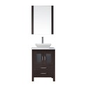 Dior 24" Single Bathroom Vanity in Espresso with White Engineered Stone Top and Square Sink with Brushed Nickel Faucet and Mirror