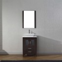 Dior 24" Single Bathroom Vanity in Espresso with White Engineered Stone Top and Square Sink with Brushed Nickel Faucet and Mirror