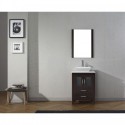 Dior 24" Single Bathroom Vanity in Espresso with White Engineered Stone Top and Square Sink with Brushed Nickel Faucet and Mirror