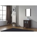 Dior 24" Single Bathroom Vanity in Espresso with White Engineered Stone Top and Square Sink with Brushed Nickel Faucet and Mirror