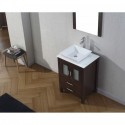 Dior 24" Single Bathroom Vanity in Espresso with White Engineered Stone Top and Square Sink with Brushed Nickel Faucet and Mirror