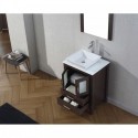 Dior 24" Single Bathroom Vanity in Espresso with White Engineered Stone Top and Square Sink with Brushed Nickel Faucet and Mirror