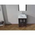 Dior 24" Single Bathroom Vanity in Espresso with White Engineered Stone Top and Square Sink with Brushed Nickel Faucet and Mirror