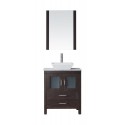 Dior 24" Single Bathroom Vanity in Espresso with Marble Top and Square Sink with Polished Chrome Faucet and Mirror