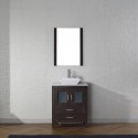 Dior 24" Single Bathroom Vanity in Espresso with Marble Top and Square Sink with Polished Chrome Faucet and Mirror