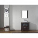 Dior 24" Single Bathroom Vanity in Espresso with Marble Top and Square Sink with Polished Chrome Faucet and Mirror