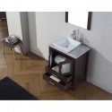 Dior 24" Single Bathroom Vanity in Espresso with Marble Top and Square Sink with Polished Chrome Faucet and Mirror