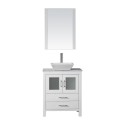 Dior 24" Single Bathroom Vanity in White with Marble Top and Square Sink with Polished Chrome Faucet and Mirror