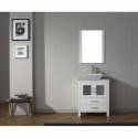 Dior 24" Single Bathroom Vanity in White with Marble Top and Square Sink with Polished Chrome Faucet and Mirror