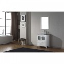Dior 24" Single Bathroom Vanity in White with Marble Top and Square Sink with Polished Chrome Faucet and Mirror