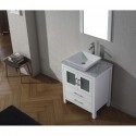 Dior 24" Single Bathroom Vanity in White with Marble Top and Square Sink with Polished Chrome Faucet and Mirror