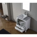 Dior 24" Single Bathroom Vanity in White with Marble Top and Square Sink with Polished Chrome Faucet and Mirror