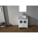 Dior 24" Single Bathroom Vanity in White with Marble Top and Square Sink with Polished Chrome Faucet and Mirror