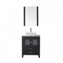 Dior 24" Single Bathroom Vanity in Zebra Grey with Marble Top and Square Sink with Polished Chrome Faucet and Mirror