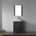Dior 24" Single Bathroom Vanity in Zebra Grey with Marble Top and Square Sink with Polished Chrome Faucet and Mirror