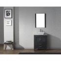 Dior 24" Single Bathroom Vanity in Zebra Grey with Marble Top and Square Sink with Polished Chrome Faucet and Mirror