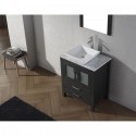 Dior 24" Single Bathroom Vanity in Zebra Grey with Marble Top and Square Sink with Polished Chrome Faucet and Mirror