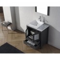 Dior 24" Single Bathroom Vanity in Zebra Grey with Marble Top and Square Sink with Polished Chrome Faucet and Mirror