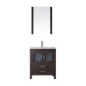 Dior 28" Single Bathroom Vanity in Espresso with Slim White Ceramic Top and Square Sink with Brushed Nickel Faucet and Mirror