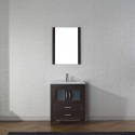 Dior 28" Single Bathroom Vanity in Espresso with Slim White Ceramic Top and Square Sink with Brushed Nickel Faucet and Mirror