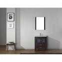 Dior 28" Single Bathroom Vanity in Espresso with Slim White Ceramic Top and Square Sink with Brushed Nickel Faucet and Mirror
