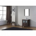 Dior 28" Single Bathroom Vanity in Espresso with Slim White Ceramic Top and Square Sink with Brushed Nickel Faucet and Mirror