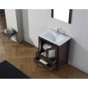 Dior 28" Single Bathroom Vanity in Espresso with Slim White Ceramic Top and Square Sink with Brushed Nickel Faucet and Mirror