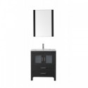 Dior 28" Single Bathroom Vanity in Zebra Grey with Slim White Ceramic Top and Square Sink with Brushed Nickel Faucet and Mirror